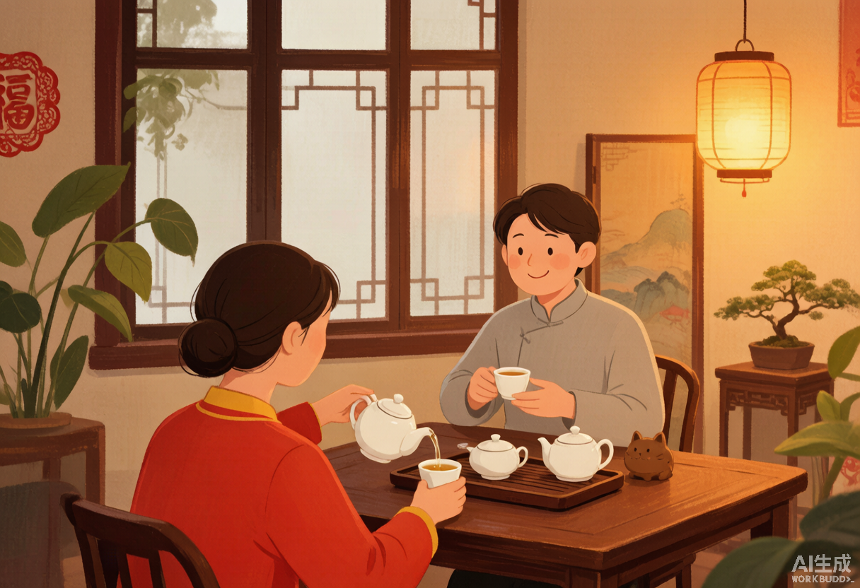 Sharing tea with friends